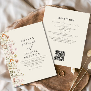 Papier Mariage de code QR tout en un Fleur sauvage budgét