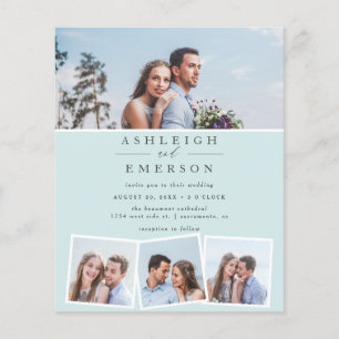 Papier Mariage de Collage photo bleu minimaliste du budge