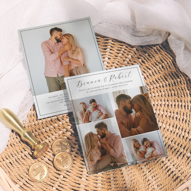 Papier Mariage de collage photo minimaliste de script bud (Créateur téléchargé)