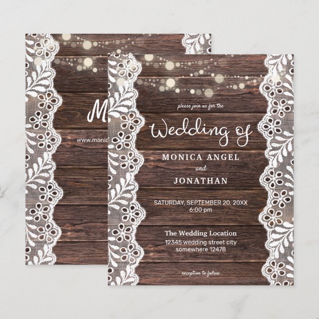 Papier Mariage de dentelle de budget (Devant / Derrière)