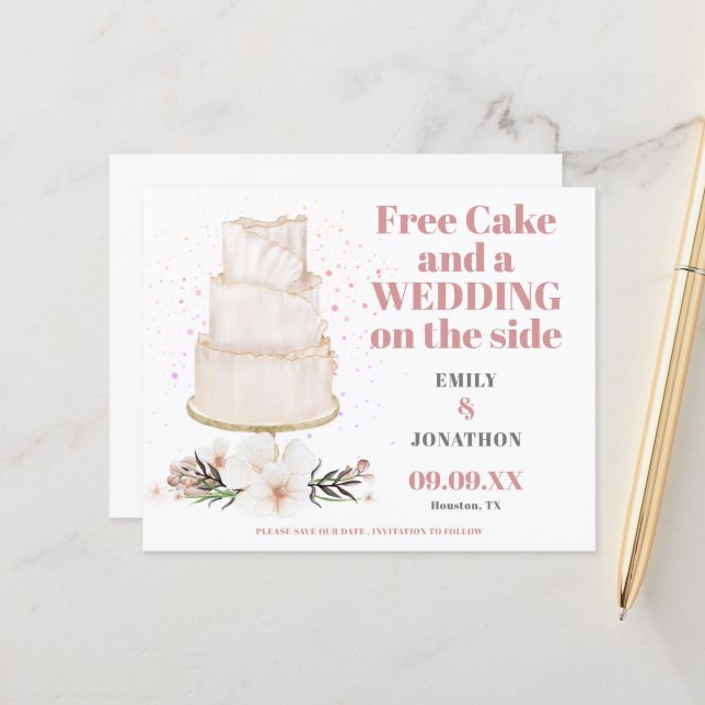 Papier Mariage De Gâteau Gratuit Sur Le Côté Enregistrer  (Devant/Arrière en situation)