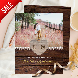 Papier Mariage de grange   Rustic Wood dentelle photo Bud