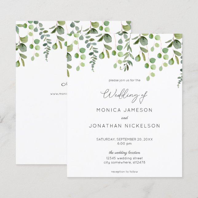 Papier Mariage de la verdure budgétaire (Devant / Derrière)