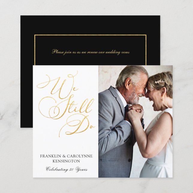 Papier MARIAGE de l'or du budget Anniversaire Vow Renouve (Devant / Derrière)