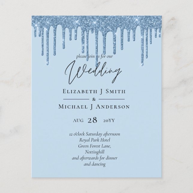 Papier MARIAGE de Parties scintillant bleue BUDGET (Devant)