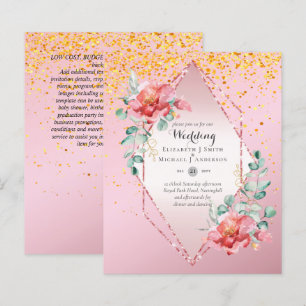 Papier Mariage de Parties scintillant Red Floral Rose Gol
