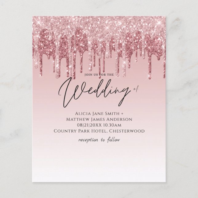 Papier MARIAGE de Parties scintillant rose or Rose (Devant)