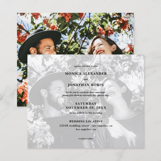 Papier Mariage de paysage photo noir et blanc Budget (Devant / Derrière)