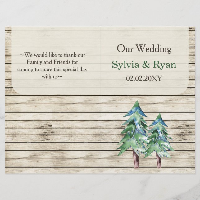 Papier Mariage de pin de bois rustique (Devant)