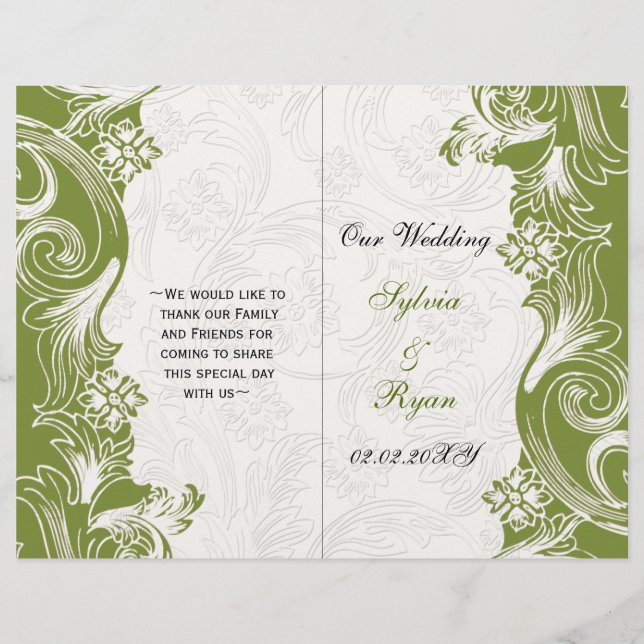 Papier Mariage de printemps vert et blanc (Devant)