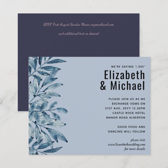 Papier Mariage de remplissage BLEU DUSTY Budget (Devant / Derrière)