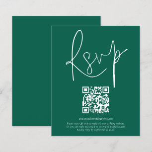 Papier Mariage de script de code QR Budget Emerald RSVP