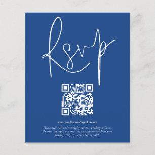 Papier Mariage de script de code QR budgétaire bleu RSVP