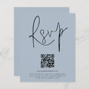 Papier Mariage de script de code QR budgétaire Dusty Blue