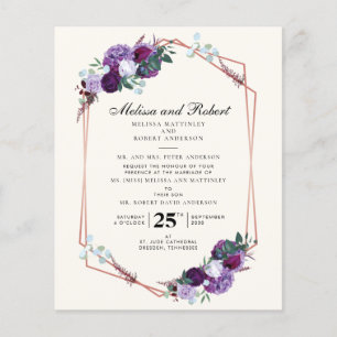 Papier Mariage de script géométrique de couleur violet bu