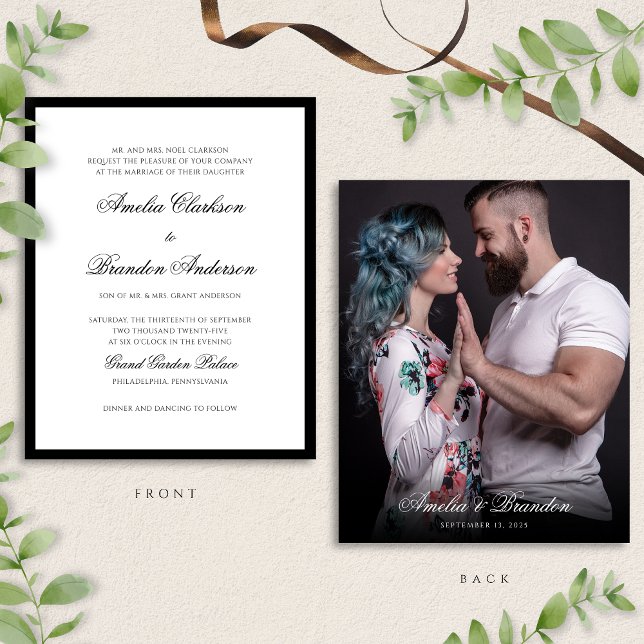Papier MARIAGE de script photo noir et blanc BUDGET Class (Créateur téléchargé)