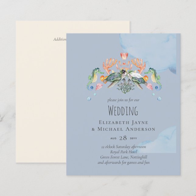 Papier Mariage de tortue de mer avec mariée et chambre (Devant / Derrière)