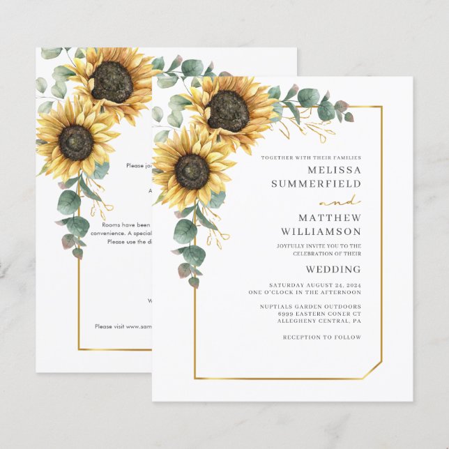 Papier Mariage de tournesol Eucalyptus Floral All-in-One (Devant / Derrière)