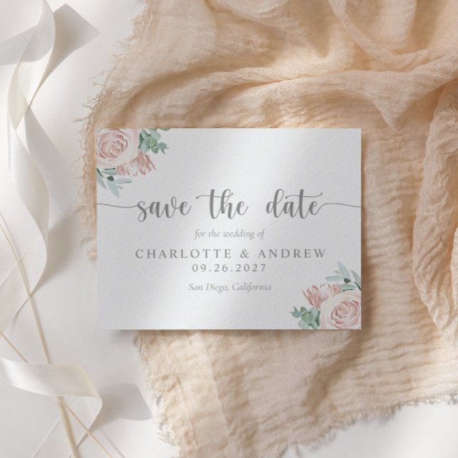 Papier Mariage d'Eucalyptus Floral Rose Vive Enregistrer  (Créateur téléchargé)