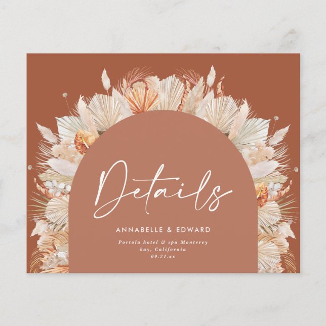 Papier Mariage d'herbe en terre cuite bohème moderne (Devant)