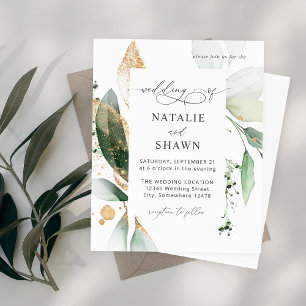 Papier Mariage d'or éucalyptus léger budget