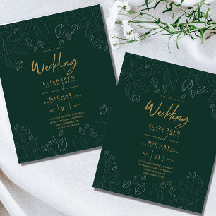 Papier Mariage du budget moderne Peacock Green Gold
