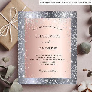 Papier Mariage élégant argent paillettes rose doré budget