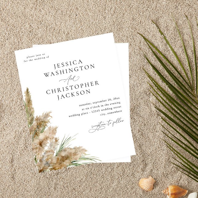 Papier Mariage en herbe de plage Boho Pampas budget (Créateur téléchargé)