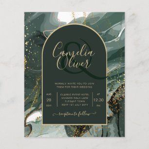 Papier Mariage en marbre moderne Emerald Green Gold Agate