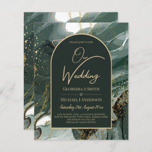 Papier Mariage en marbre moderne Emerald Green Gold Agate