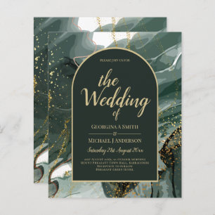Papier Mariage en marbre moderne Emerald Green Gold Agate