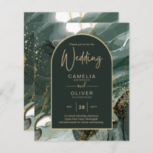 Papier Mariage en marbre moderne Emerald Green Gold Agate