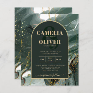 Papier Mariage en marbre moderne Emerald Green Gold Agate