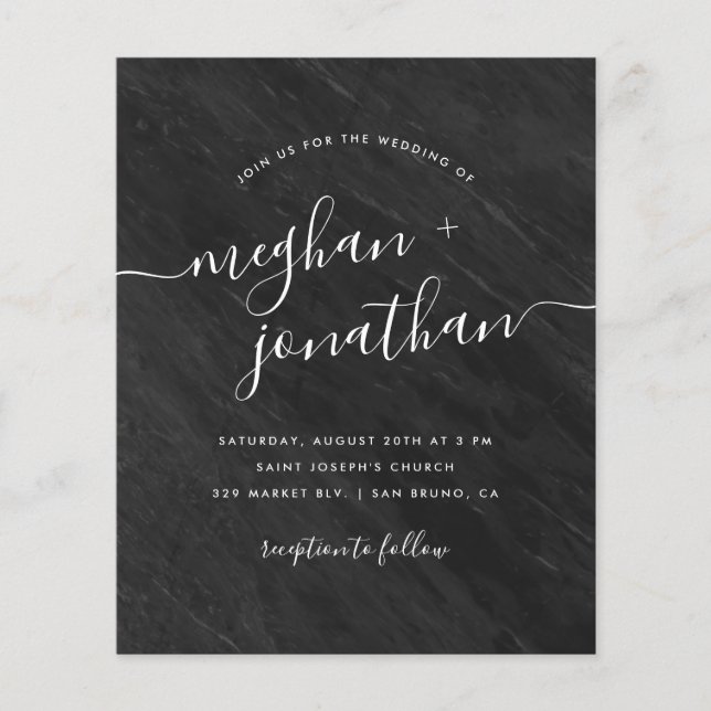 Papier Mariage en marbre noir Obsidien classique budget (Devant)