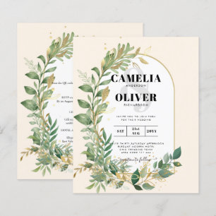 Papier Mariage en or Leaf de plantes modernes Invitation