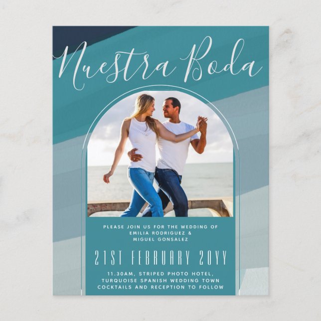 Papier Mariage espagnol turquoise Nuestra Boda PHOTO (Devant)