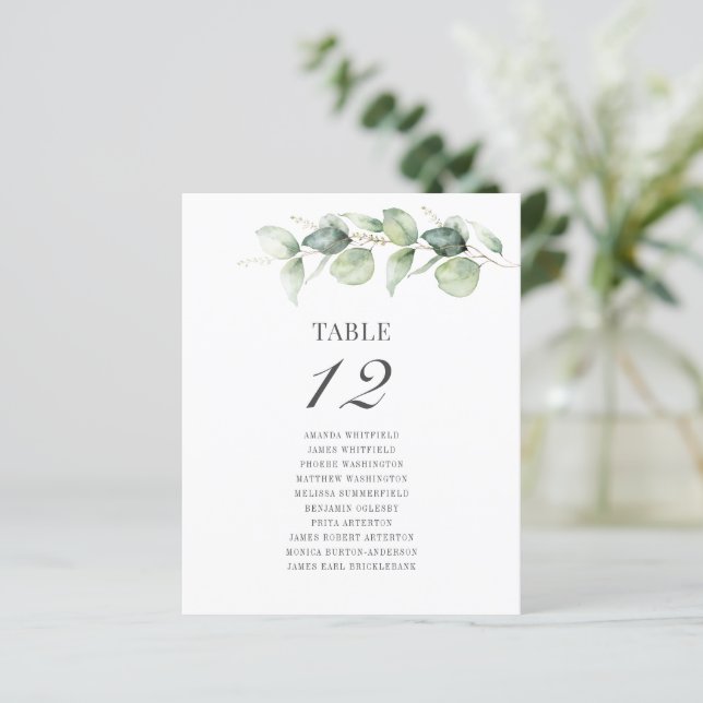 Papier Mariage Eucalyptus Numéro de table (Debout devant)