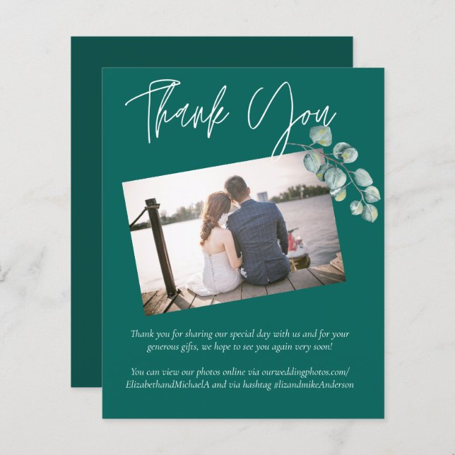 Papier Mariage EUCALYPTUS TURQUOISE à faible budget (Devant / Derrière)