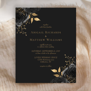 Papier Mariage Fleur Dark Floral Or Noir sur Budget
