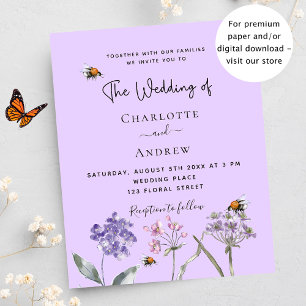 Papier Mariage fleur sauvage violet abeille budget invita