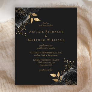Papier Mariage Fleurie Noir Or Budget