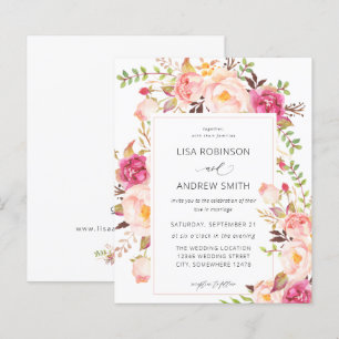 Papier Mariage floral à fleurs rose budget V3