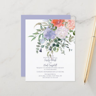 Papier Mariage Floral Aquarelle Rose Poudré et Bleu à Pet