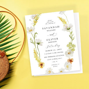 Papier Mariage floral blanc et jaune Budget