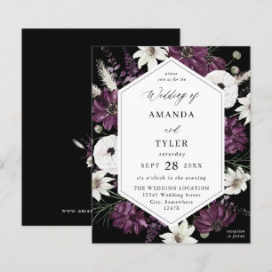 Papier Mariage floral blanc et violet budgétaire - noir