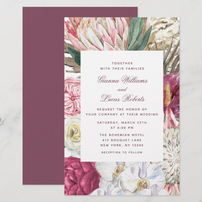 Papier Mariage floral Boho Elegant Budget (Devant / Derrière)