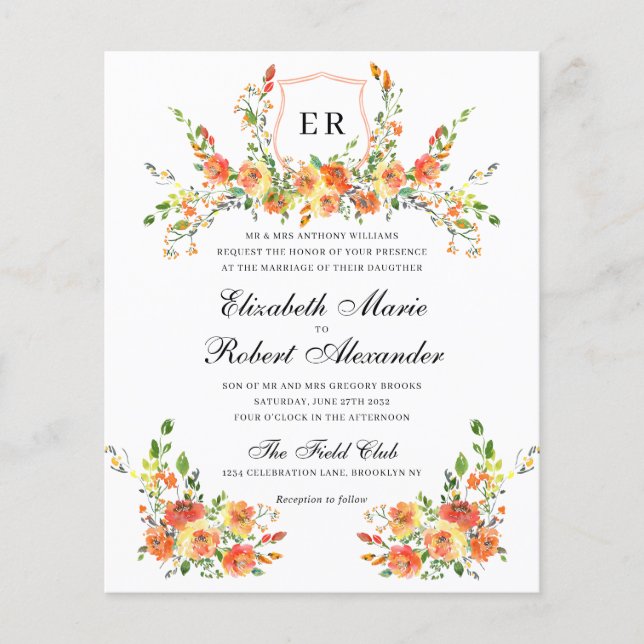Papier MARIAGE Floral Crest (Devant)