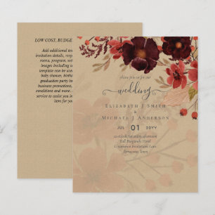 Papier Mariage floral d'automne Terracotta Bourgogne Roug
