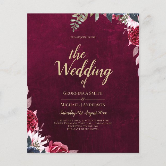 Papier Mariage floral de vin Berry (Devant)