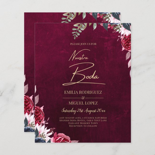 Papier Mariage floral de vin Berry (Devant / Derrière)